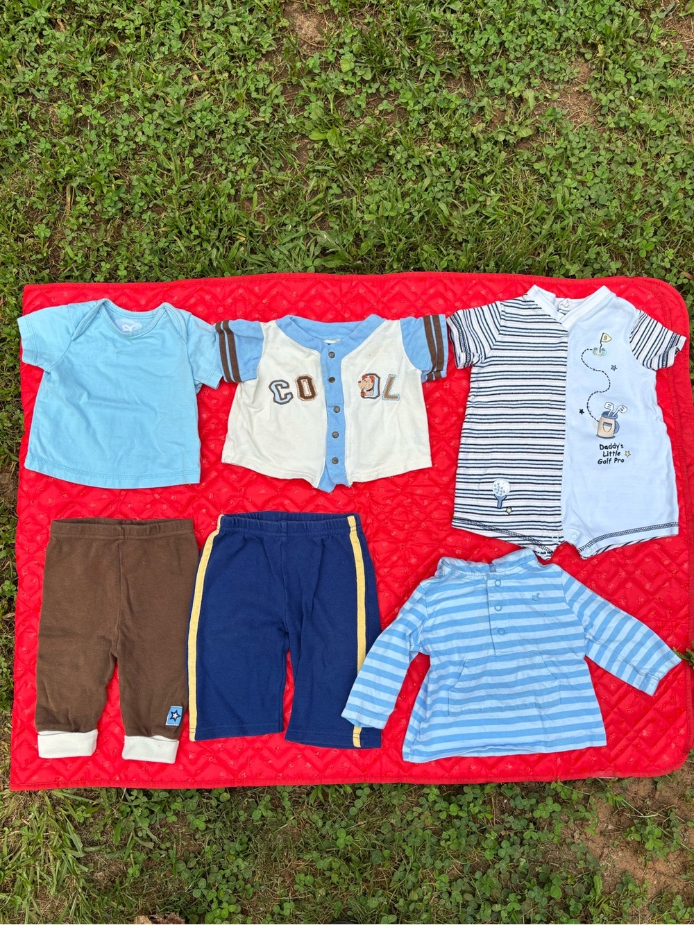 Bon Bebe Light Blue & Navy Baby Outfit Mix (6 PIECES BUNDLE) 3-6 MONTHS